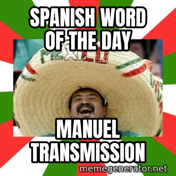 Sombrero Mexican meme: spanish word of the day / Manuel Transmission
