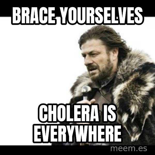 Winter is Coming meme: Brace yourselves / Cholera is everywhere